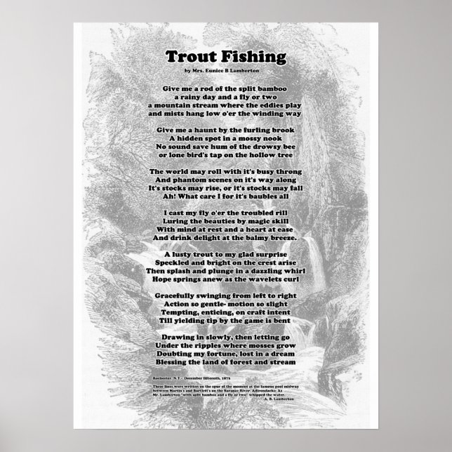 Trout Fishing Poem Poster (Front)