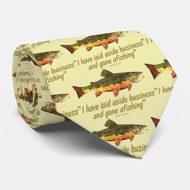 Trout, Fishing Quote Izaak Walton Tie (Rolled)