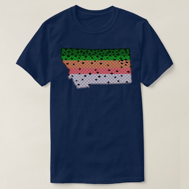 Trout Fishing Rainbow Trout Pattern Montana State  T-Shirt (Design Front)