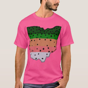 Trout Fishing Rainbow Trout Pattern Ohio State Map T-Shirt
