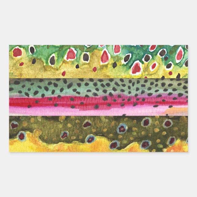 Trout Fishing Rectangular Sticker (Front)
