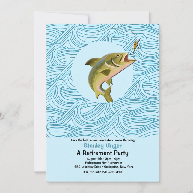 Trout Fishing Retirement Party Invitation (Front)