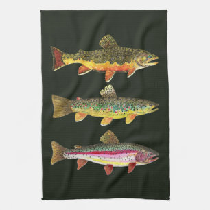 Trout Fishing Tea Towel