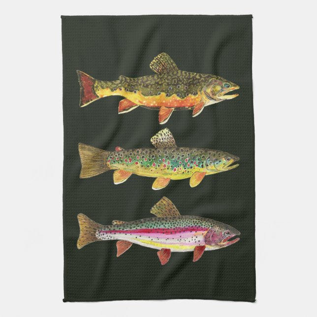 Trout Fishing Tea Towel (Vertical)