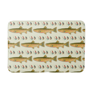 Trout Fishing Theme Bath Mat