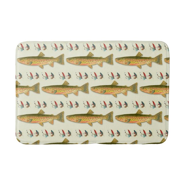 Trout Fishing Theme Bath Mat (Front)