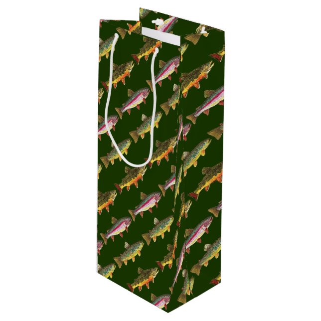 Trout Fishing Wine Gift Bag (Front Angled)