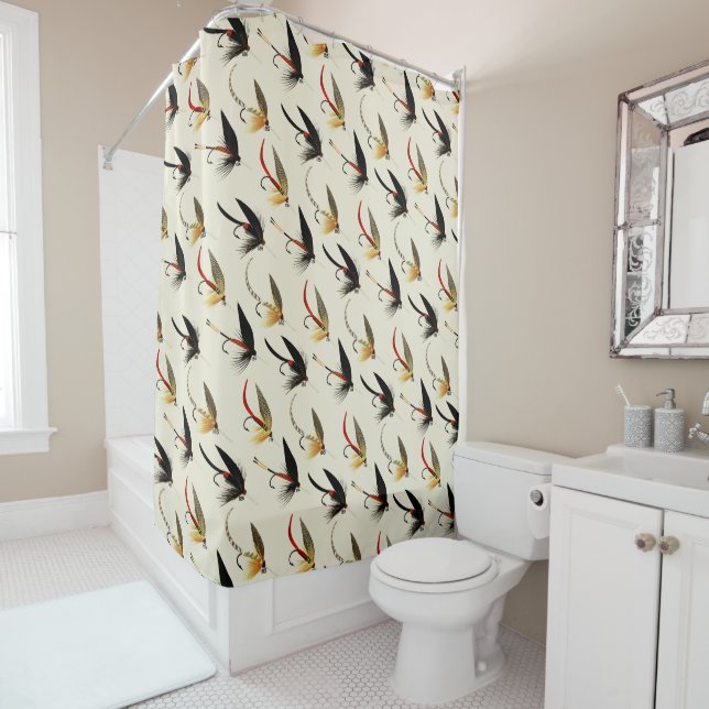 Trout Flies Fishing Shower Curtain (In Situ)