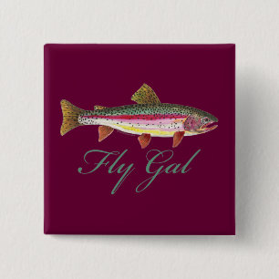 Trout Fly Fishing 15 Cm Square Badge