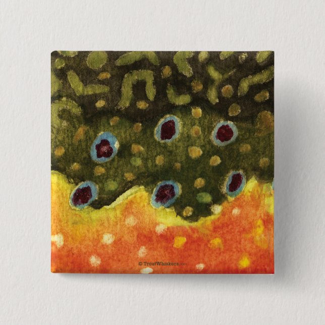 Trout Fly Fishing 15 Cm Square Badge (Front)
