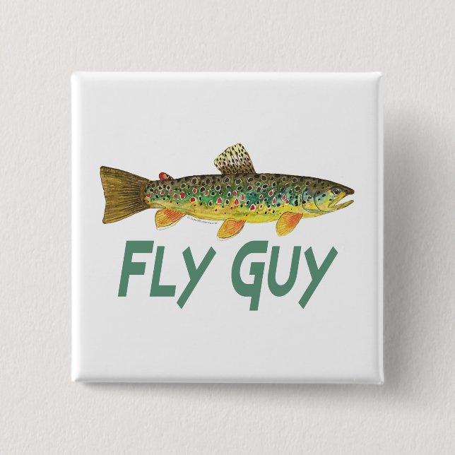 Trout Fly Fishing 15 Cm Square Badge (Front)