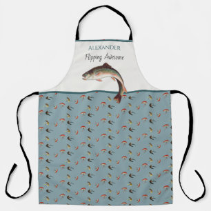 Trout Fly Fishing Fishermen Flipping Awesome Apr Apron