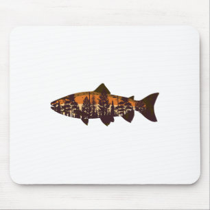 Trout Fly Fishing Forest Nature Wildlife Fisherman Mouse Mat