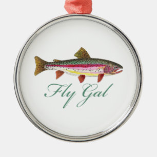 Trout Fly Fishing Metal Tree Decoration