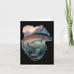 Trout Fly Fishing Mountains Nature Fisherman  Card