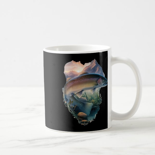 Trout Fly Fishing Mountains Nature Fisherman  Coffee Mug (Right)