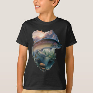 Trout Fly Fishing Mountains Nature Fisherman T-Shirt