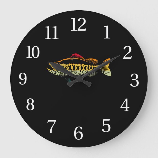 Trout Fly Fishing Nature Outdoor Fisherman Gift Large Clock (Front)