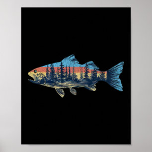 Trout Fly Fishing Nature Outdoor Fisherman Wildlif Poster
