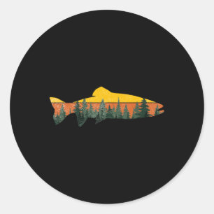 Trout Fly Fishing Outdoor Forest Nature Wildlife F Classic Round Sticker