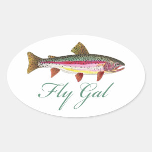 Trout Fly Fishing Oval Sticker