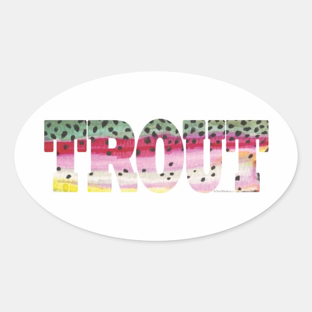 Trout Fly Fishing Oval Sticker (Front)