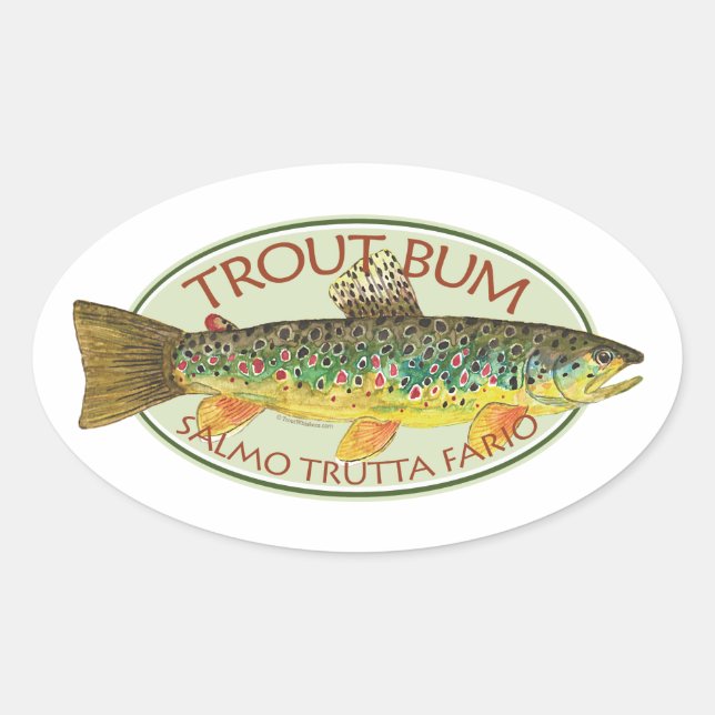 Trout Fly Fishing Oval Sticker (Front)