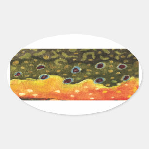 Trout Fly Fishing Oval Sticker