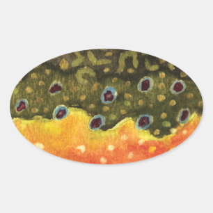 Trout Fly Fishing Oval Sticker