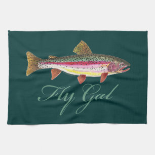 Trout Fly Fishing Tea Towel