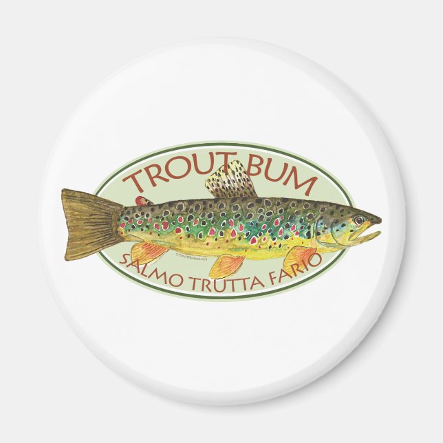 Trout Fly Fishing Trout Bum Humourous Magnet (Front)