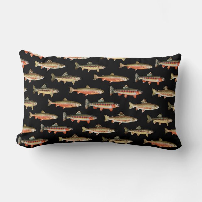 Trout Galore Black Lumbar Cushion (Front)