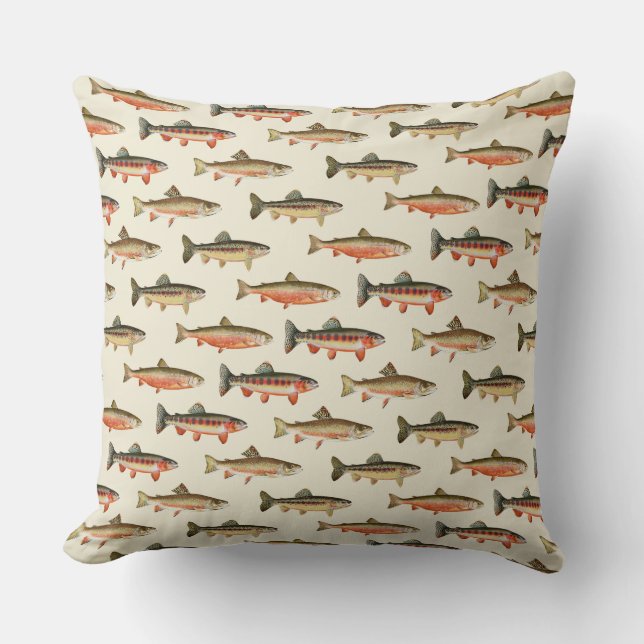 Trout Galore Cream 20 x 20  Cushion (Front)