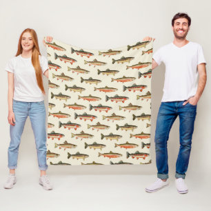 Trout Galore Cream Fleece Blanket