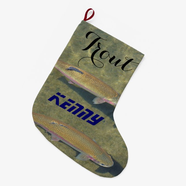 Trout Holiday Stocking Personalised Name Fishing (Front (Hanging))