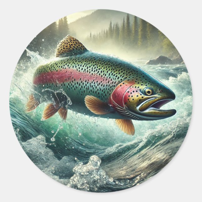 Trout Illustration  Classic Round Sticker (Front)