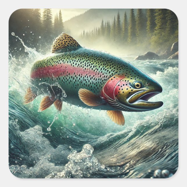Trout Illustration  Square Sticker (Front)