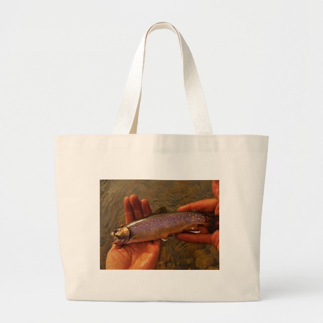 Trout in Hands Large Tote Bag (Front)