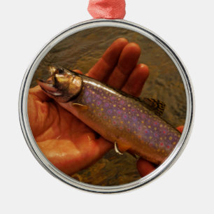 Trout in Hands Metal Tree Decoration