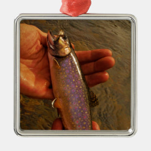 Trout in Hands Metal Tree Decoration
