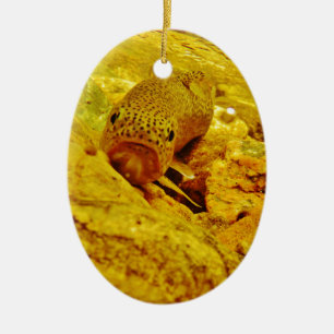 Trout in stream ceramic tree decoration