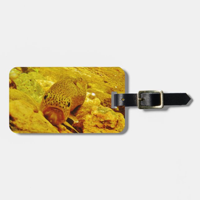 Trout in stream luggage tag (Front Horizontal)