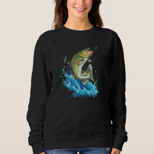 Trout In The Water Takes Bait  Fun Fishing Fly Fis Sweatshirt