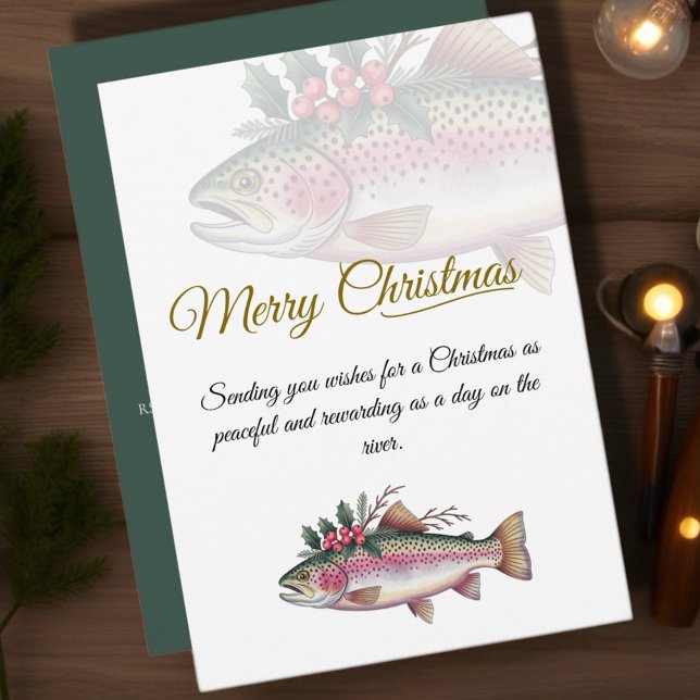 Trout Merry Christmas Invite (Celebrate the holiday season with our Fishing-Themed Christmas Cards collection! )