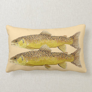 Trout Pillow- Brown & Brook Trout Lumbar Cushion