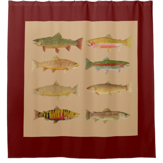 Trout Shower Curtain (Front)