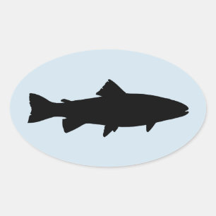 Trout Silhouette Oval Sticker