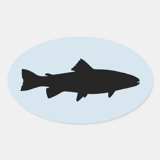 Trout Silhouette Oval Sticker (Front)