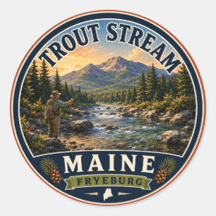 Trout Stream Fryeburg Maine Round Sticker
