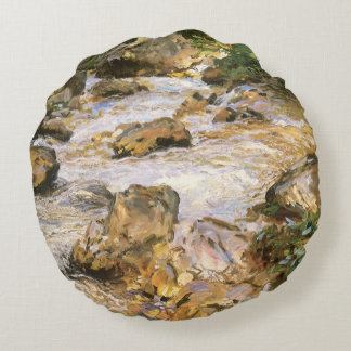 Trout Stream in the Tyrol by John Singer Sargent Round Cushion